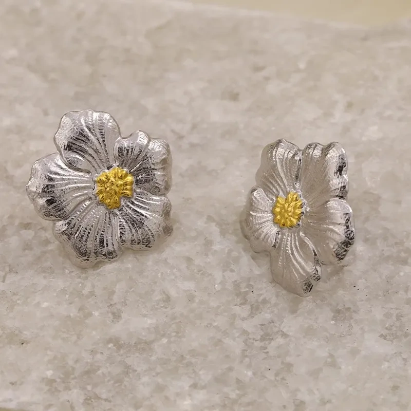 Mushan Luxury Brand Fashion High Quality Gardenia Flower Ear Studs 925 Sterling Silver Plated Earrings Bestsellers Jewelry