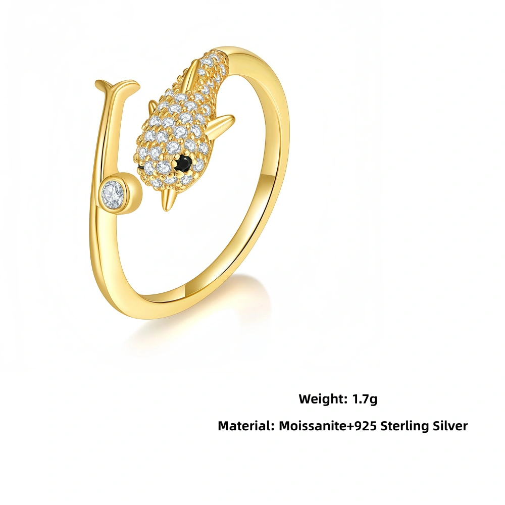 Veeie Veein Luxury Brand High Quality S925 Sterling Silver Set  Carat Moissanite Ring Golden Dolphin Women Accessor Jewelry