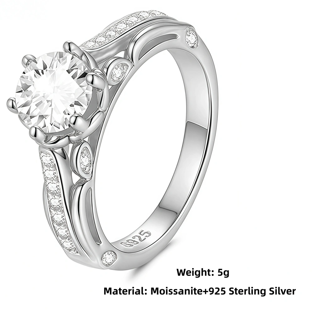 Veeie Veein Luxury Brand S925 Sterling Silver Ring GRA Certificate High-End Six-Prong Valentine'S Day Gift Retro Jewelry