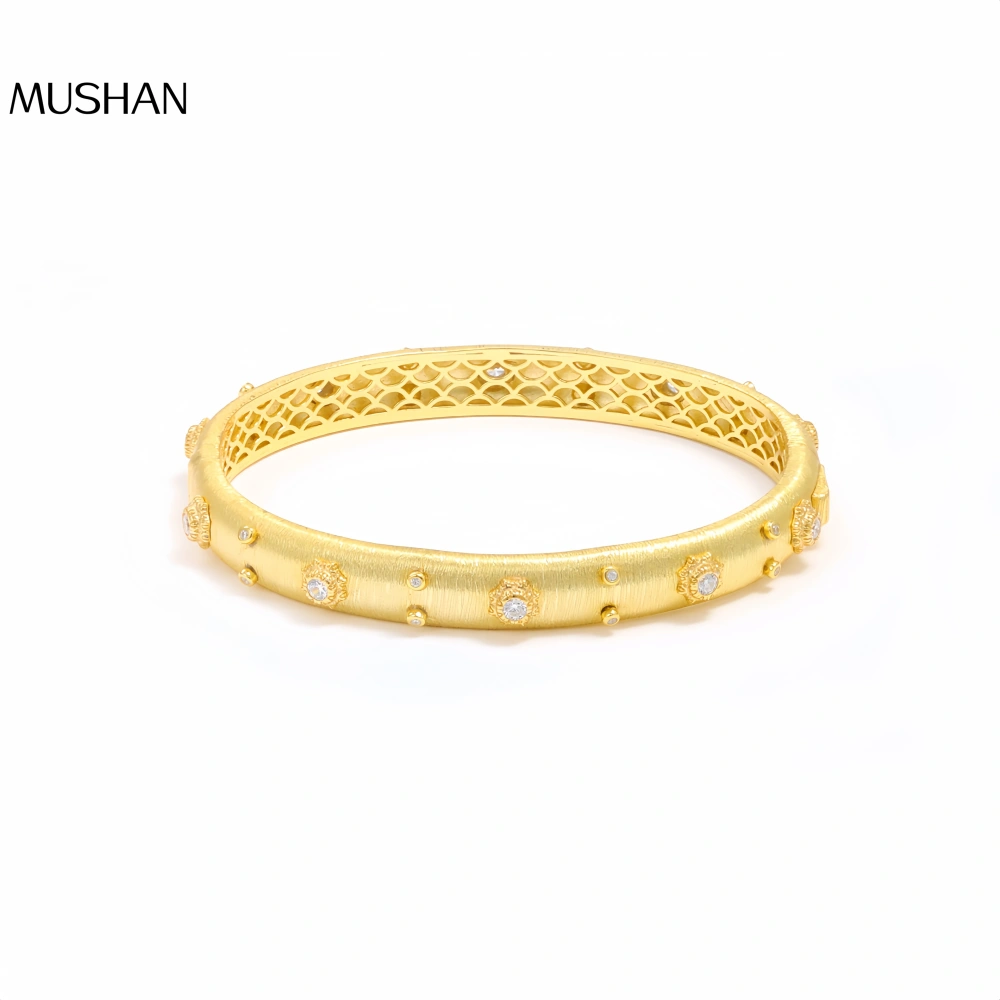 Mushan Luxury Brand Live-Streaming Bestseller: Italian Pure Silver Brushed Bracelet For Women, Diamond-Encrusted Clasp Bracelet