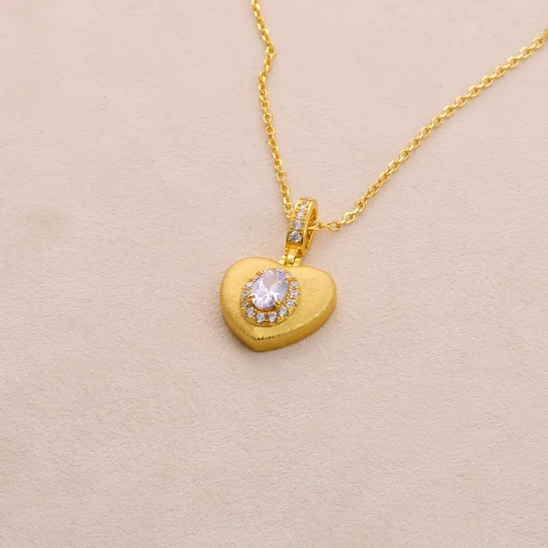 Mushan Luxury Brand Bestseller Brushed Heart-Shaped Pendant Necklace Women  New Pure Silver Collarbone Chain Necklace Jewelry
