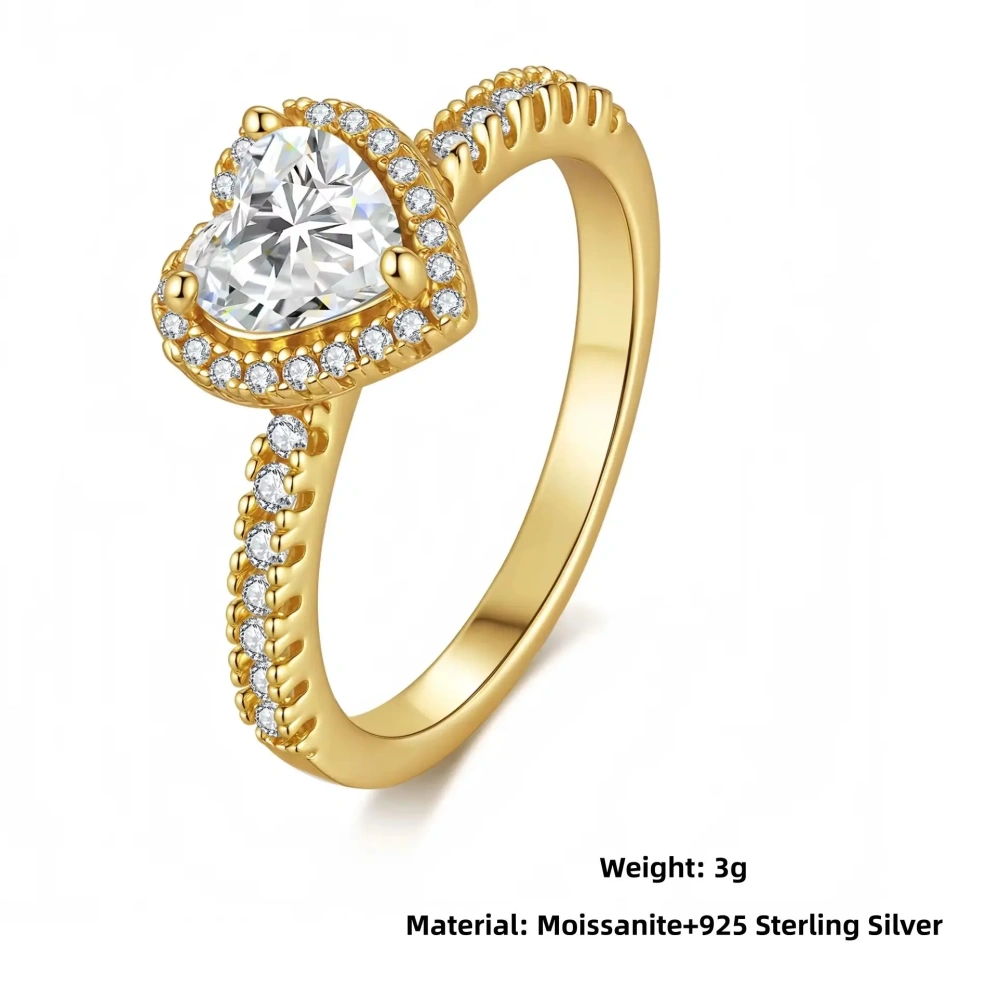 Veeie Veein Luxury Brand Hollowed-Out Cuban Moissanite Ring GRA Certificate S925 Shaped Love Women Floral Ring