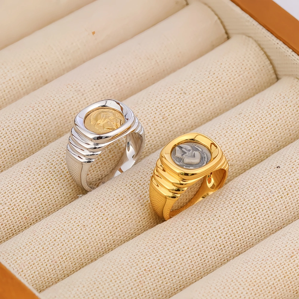 Mushan Luxury Brand High Quality Spartan Ancient Coin Ring With Pure Silver Gold Plating Women Fashion Ring Jewelry