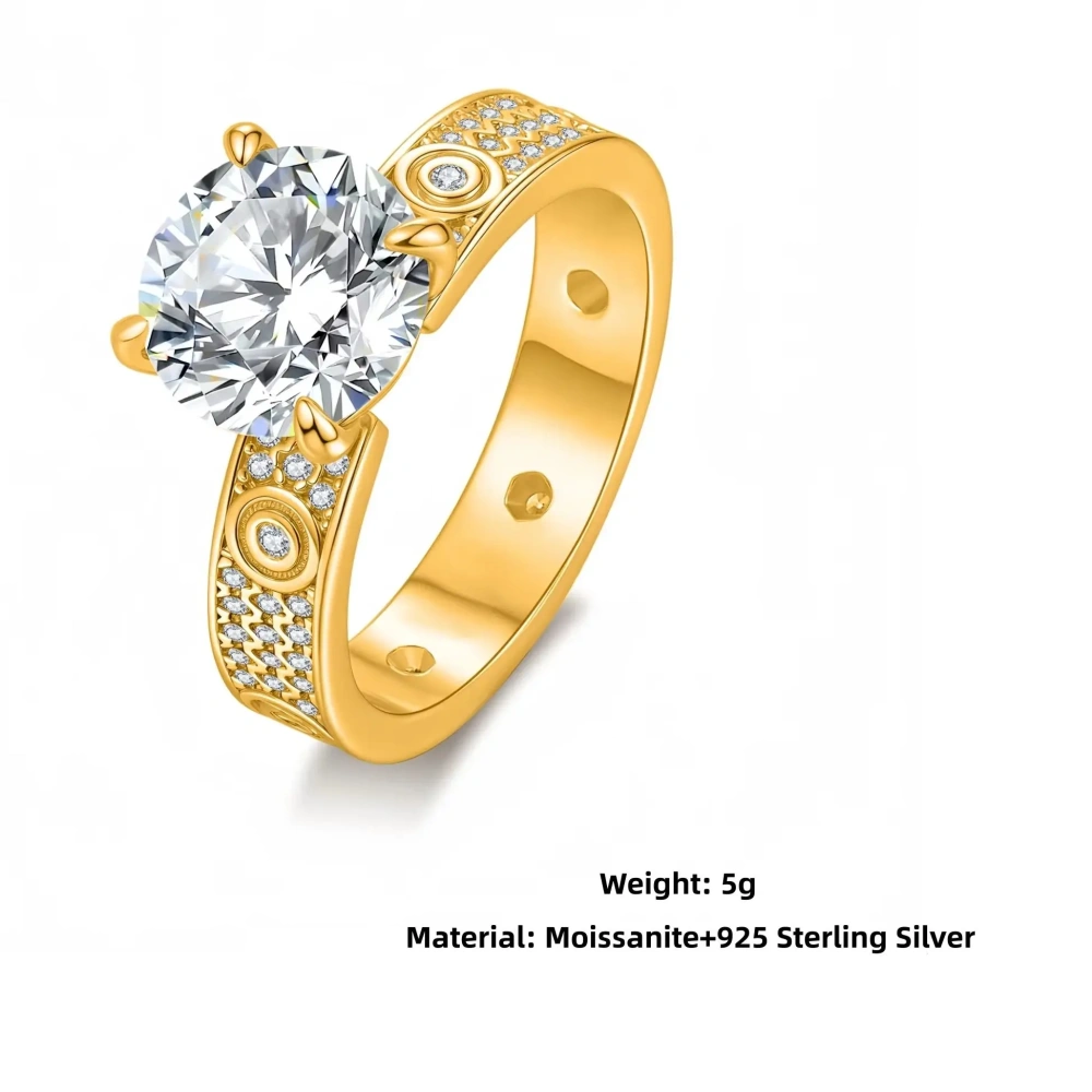 Veeie Veein Luxury Brand S925 Sterling Silver Ring Moissanite 1-2-3 Carat Moissanite Starry Sky Ring GRA Certificate Ring