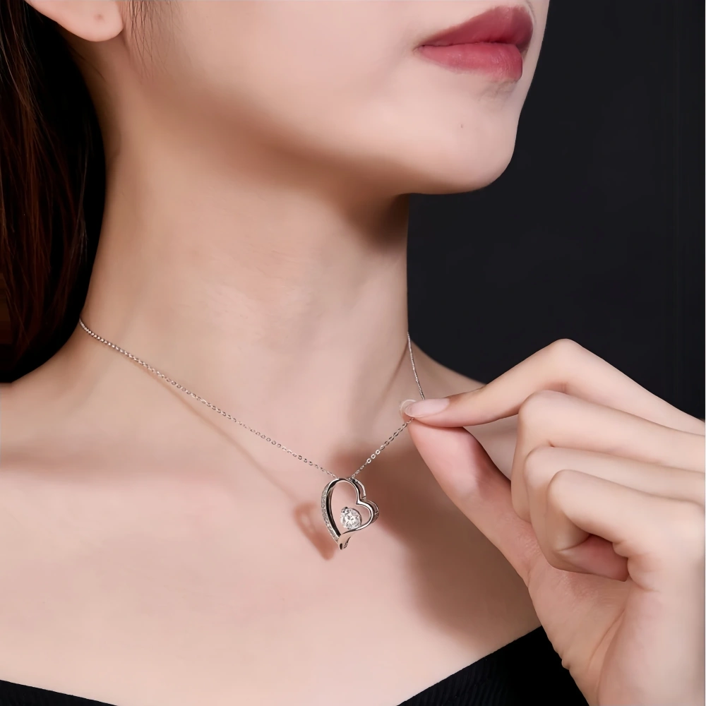 Veeie Veein Luxury Brand The S925 Sterling Silver Necklace With Moissanite And Heart-Shaped Design Women Fashion Jewelry