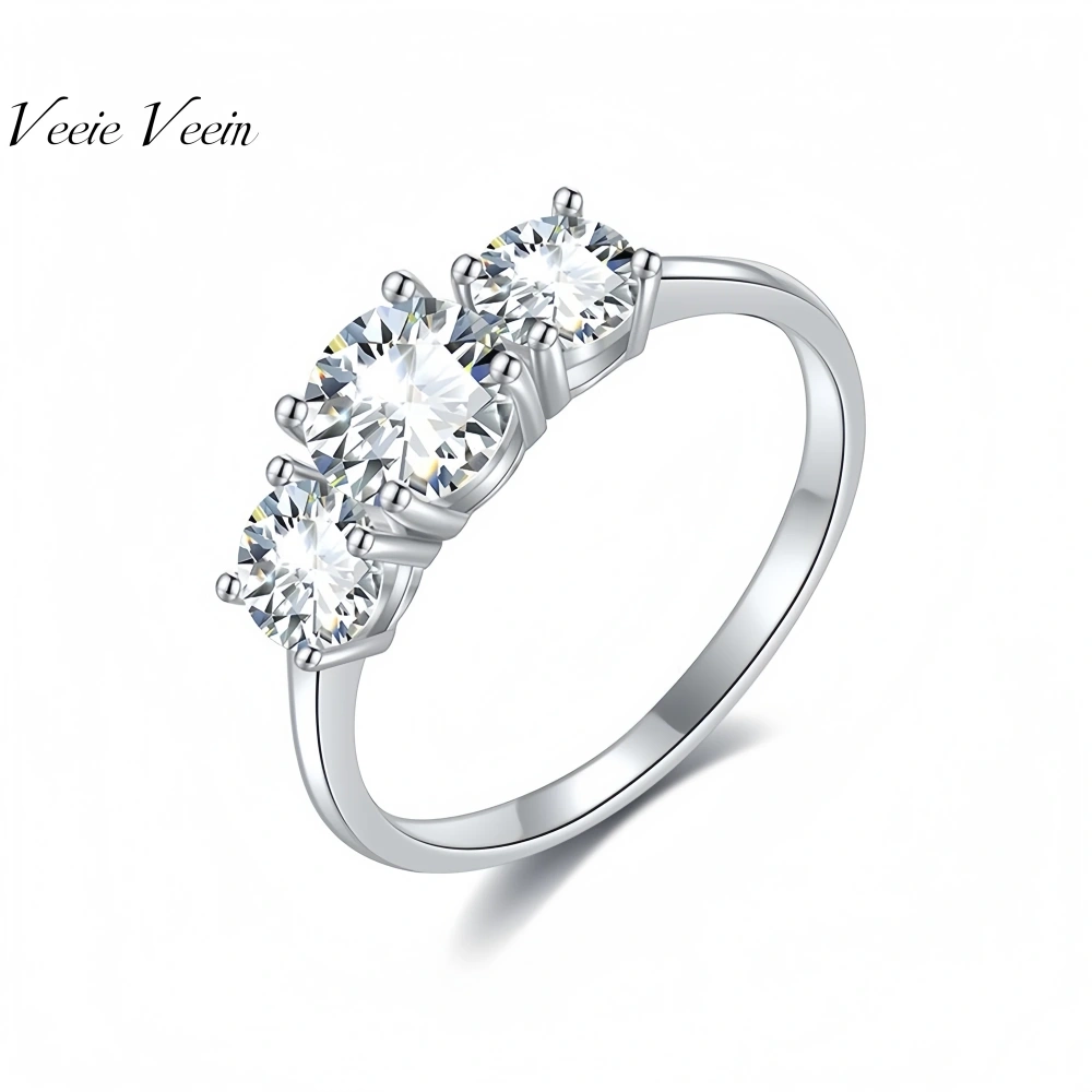 Veeie Veein Brand High Quality New Products S 925 Pure Silver Ring Woman GRA Certificate Moissanite Ring Jewelry