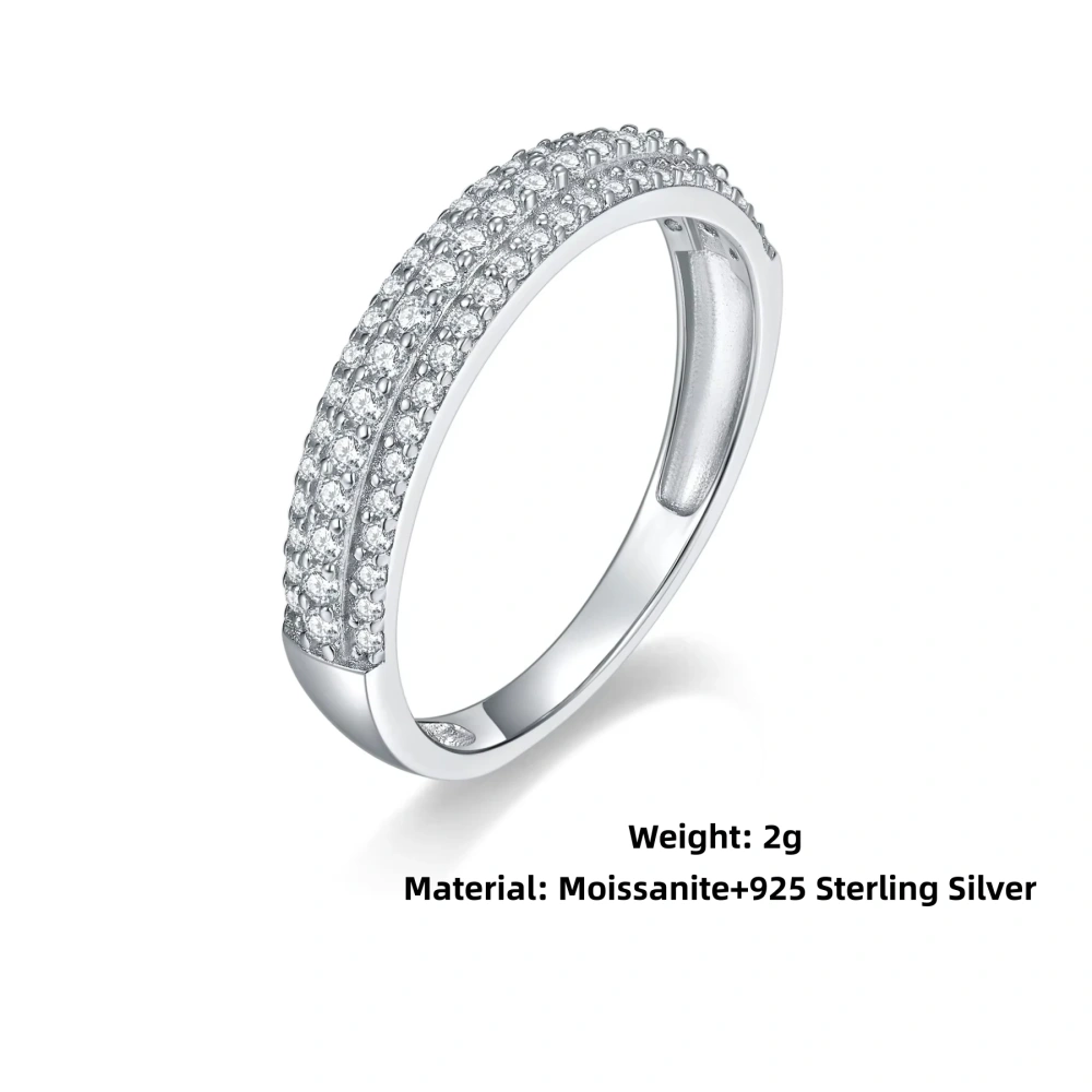 Veeie Veein Luxury Brand Fashion S925 Sterling Silver Ring For Women With Three Rows Moissanite  GRA Certificate  Ring Jewelry