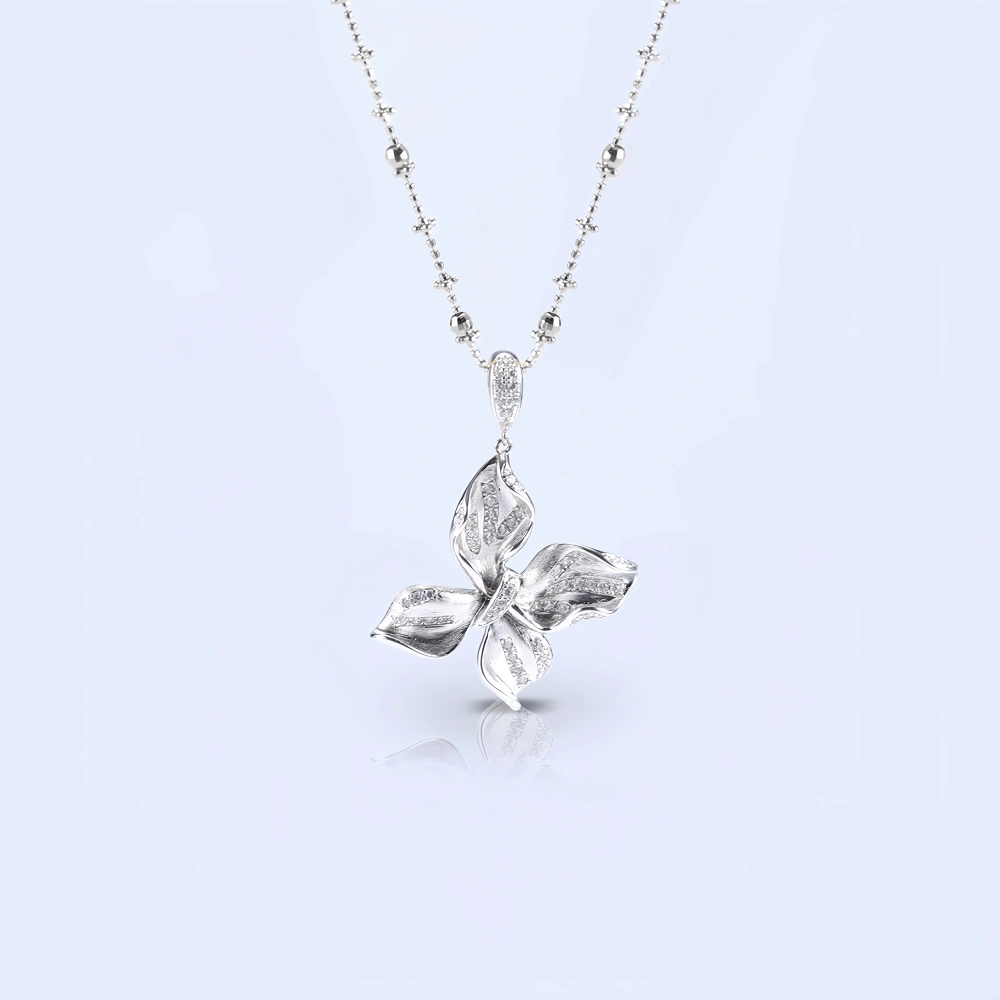 Mushan Luxury Brand High Quality Brushed Butterfly Necklace S925 Sterling Silver Collarbone Chain Women Style Necklace Jewelry