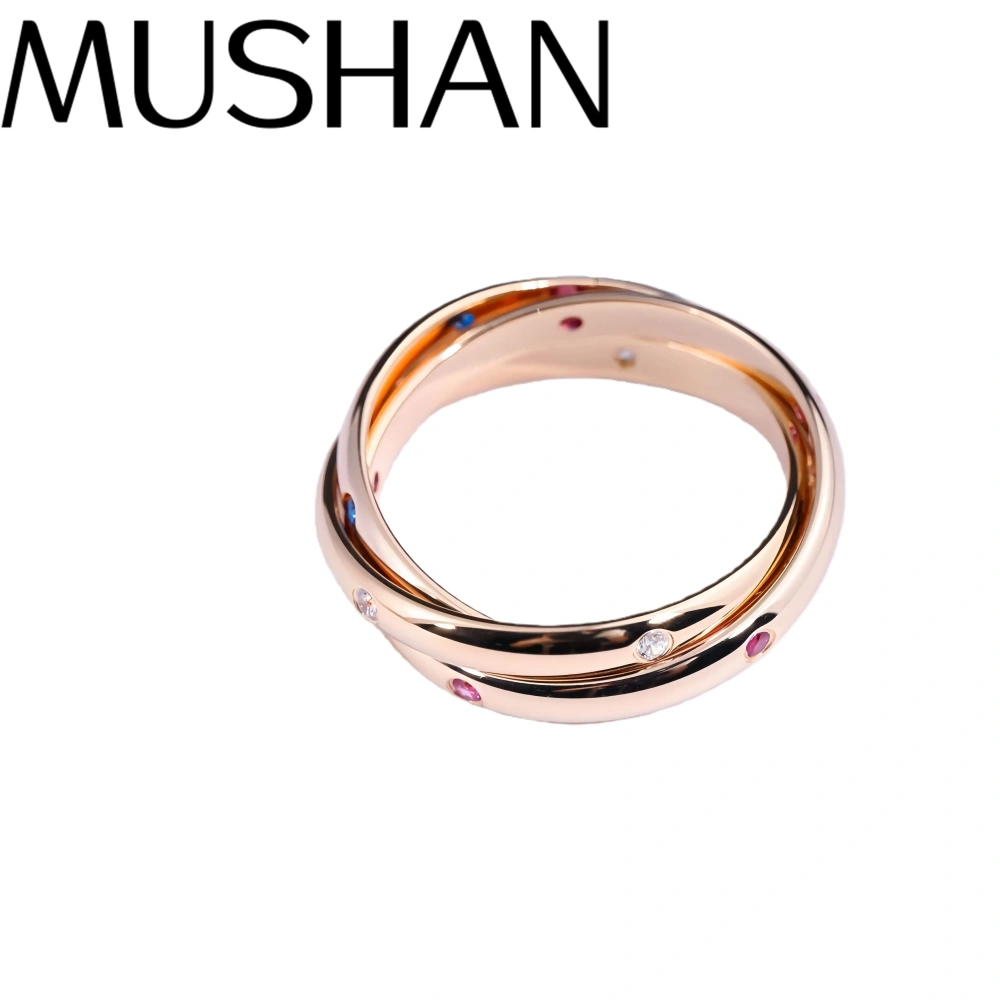 Mushan Luxury Brand Classic Three Ring With Interlocking Links  Cold Style Index Finger Ring For Women Fashion Ring Jewelry