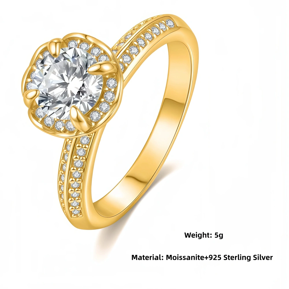 Veeie Veein Luxury Brand High Quality New Products Claw Inlay Moissanite GRA Certificate Ring S925 Sterling Silver Jewelry