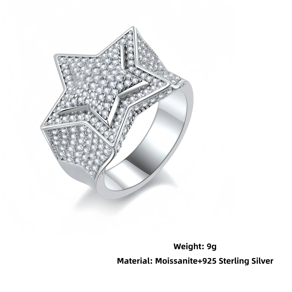 Veeie Veein Brand Luxury Brand Designer S925 Sterling Silver Ring Jewelry GRA Certificate Five-Pointed Star Moissanite Jewelry