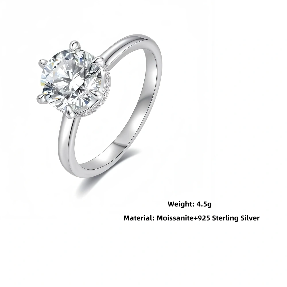 Veeie Veein Luxury Brand S925 Sterling Silver Set 0.5/1/2 Carat Moissanite Ring Six-Prong Women'S Accessor Jewelry