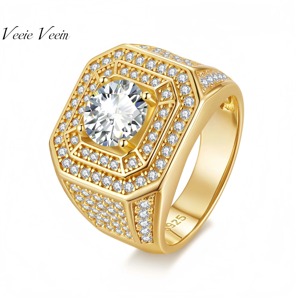 Veeie Veein Brand Luxury Brand Designer S 925 Sterling Silver Ring 2 Caramosan Stone Sugar Men GRA Certificate Ring Jewelry