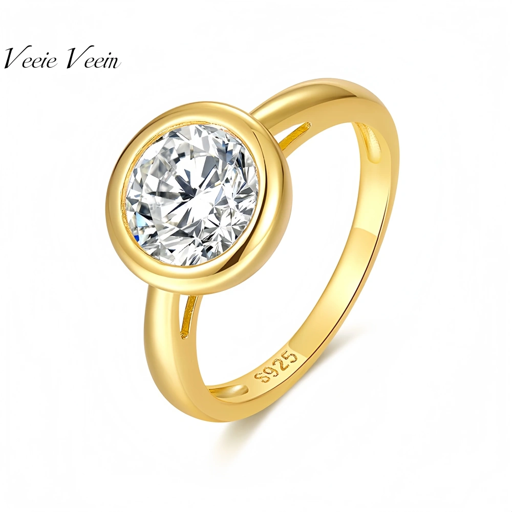 Veeie Veein Fashion Luxury Brand Designer S925 Sterling Silver Ring Moissanite GRA Certificate 1- 2 carats Ring Trend Ring