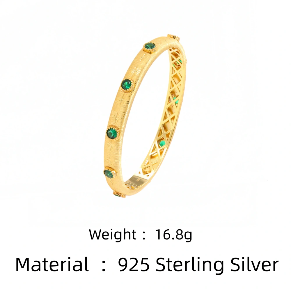 Mushan Luxury Brand 18K Gold Plated Starry Brushed Gemstones Zircon Bracelet 925 Sterling Silver Bracelets Fine Jewelry