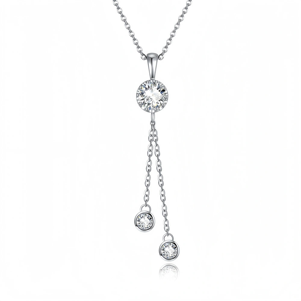 Veeie Veein Luxury Brand Moissanite Necklace S925 Sterling Silver Irregular Tassel Pendant Classic  Women Necklace Jewelry