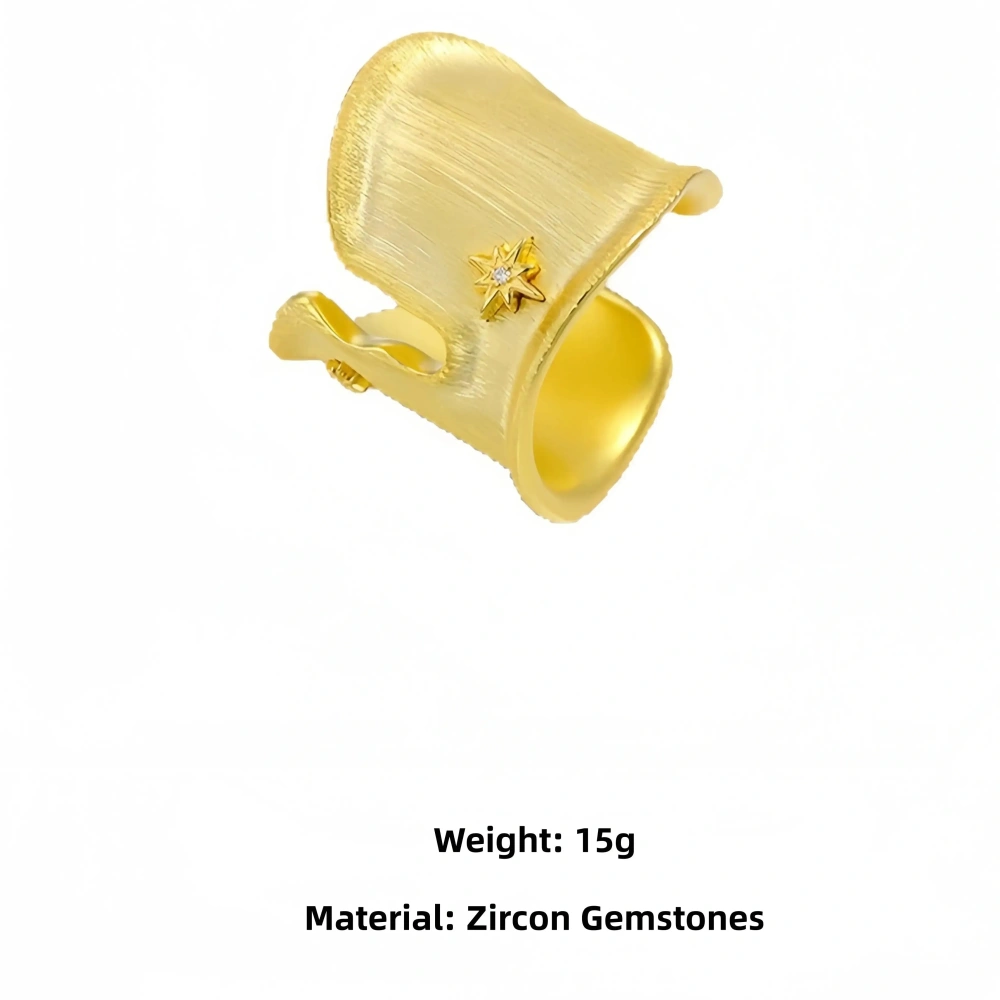 Mushan Luxury Brand New Gold Geometric Irregular Brushed Wide Open Ring For Women Fashion Zircon Gemstones Ring Jewelry