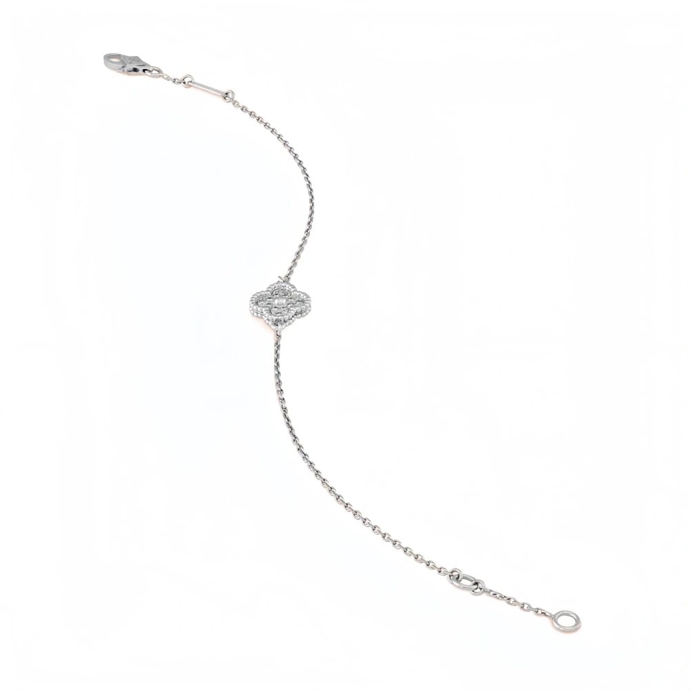 Mushan Luxury Brand Pure Silver High Version Four Leaf Clover Bracelet With Single Flower And Full Diamonds S925 Jewelry