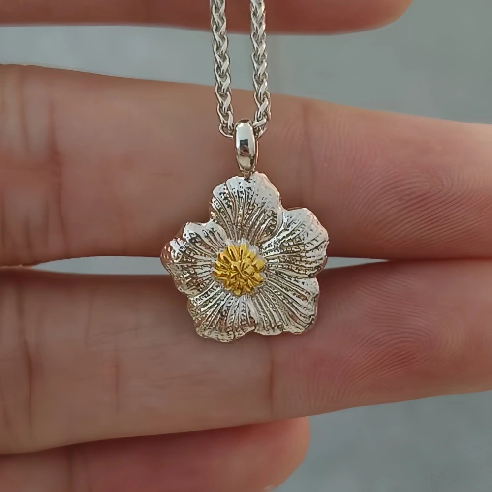 Mushan Luxury Brand 18K Gold Plated Gardenia Flower Necklace 925 Sterling Silver Zircon Pendant Necklaces Fine Jewelry