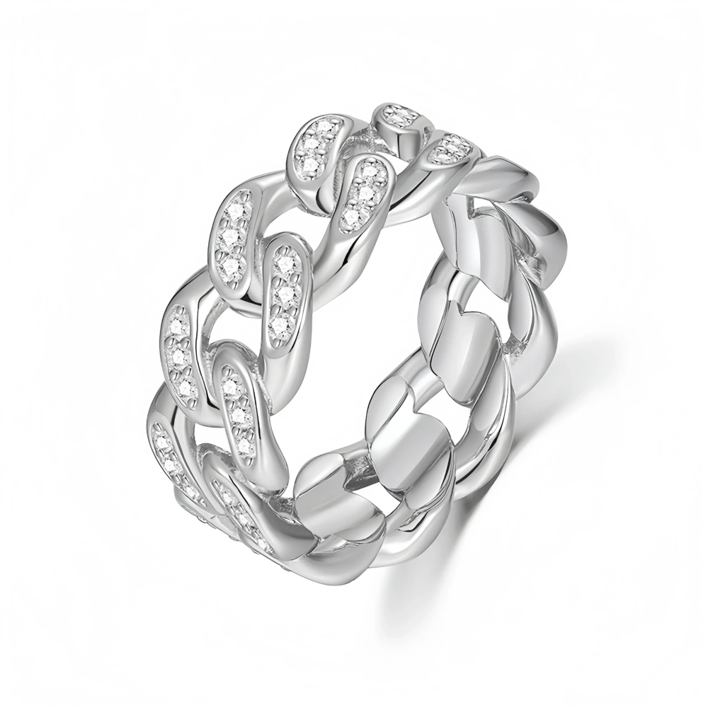 Veeie Veein Luxury Brand High Quality S925 Sterling Silver Moissanite GRA Certificate Ring With Hollowed-Out Cuban Jewelry