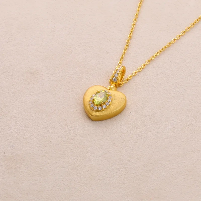 Mushan Luxury Brand Bestseller Brushed Heart-Shaped Pendant Necklace Women  New Pure Silver Collarbone Chain Necklace Jewelry