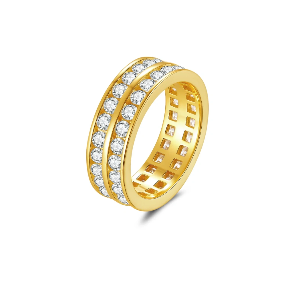 Veeie Veein Luxury Brand Best-Selling S925 Sterling Silver Ring Niche Double-Row Moissanite Ring For Women'S Jewelry