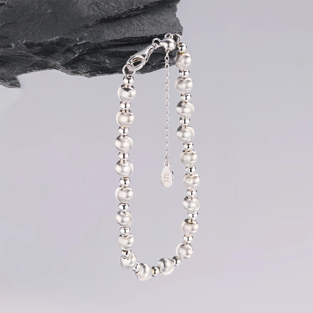 Mushan Luxury Brand Cat Eye Brushed Beaded Bracelet For Women New Italian Laser Pure Silver Gold-Plated Jewelry