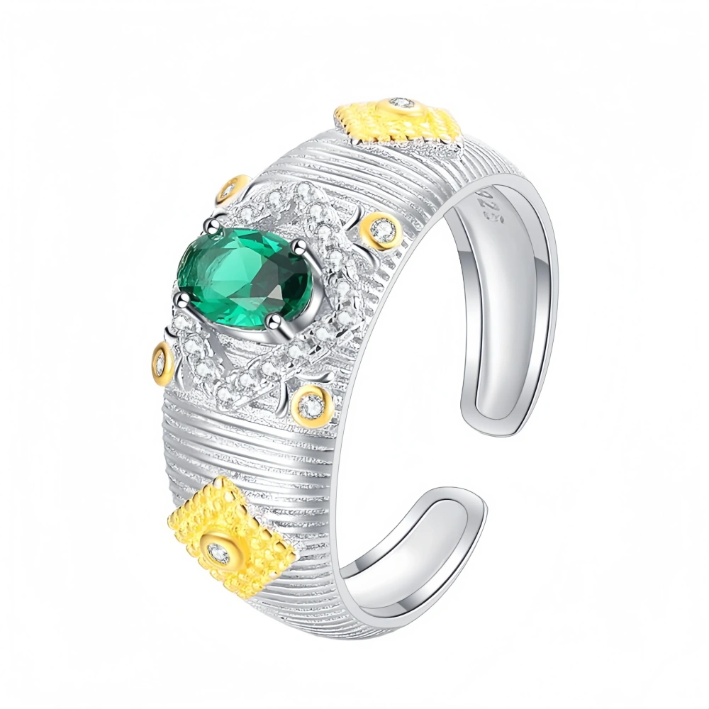 Mushan Luxury Brand S925 Pure Silver Fabric Gold Textured Ring, Heavy Craftsmanship, Niche Design Index Finger Ring