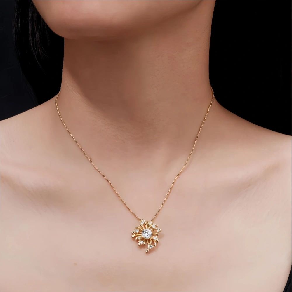 Veeie Veein Luxury Brand High Quality Moissanite Necklace S925 Sterling Silver Pendant Classic Flower Women Necklace Jewelry
