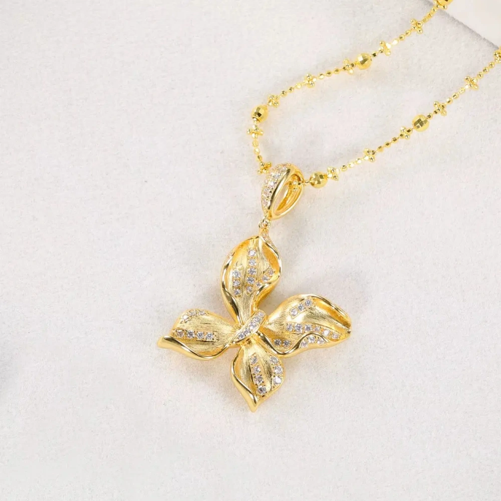 Mushan Luxury Brand High Quality Brushed Butterfly Necklace S925 Sterling Silver Collarbone Chain Women Style Necklace Jewelry