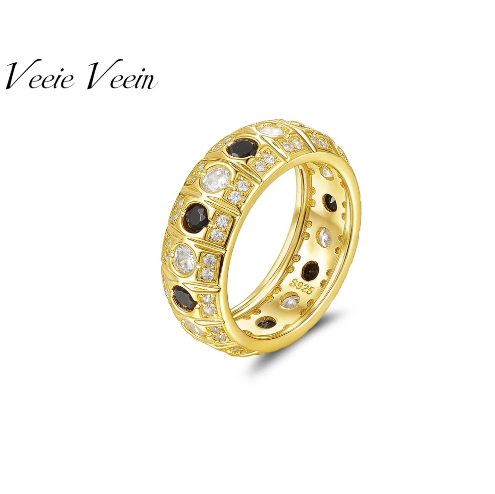 Veeie Veein Luxury Brand S925 Sterling Silver Ring Set With Moissanite Light Luxury And High-End Retro Accessory