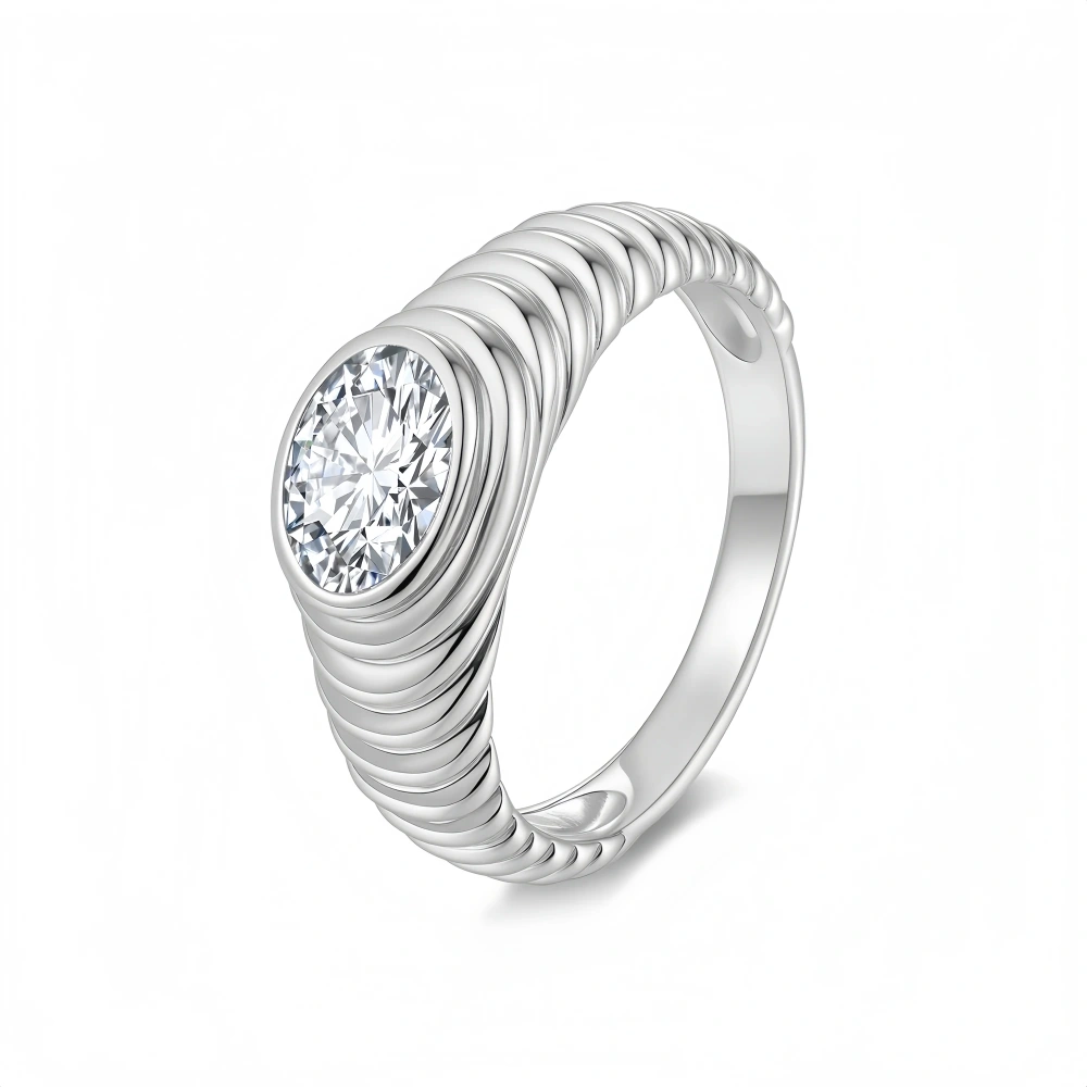 Veeie Veein Luxury Brand Hot Sales S925 Sterling Silver Ring With Moissanite  6*8 Oval Ring Women'S Thread Ring Jewelry