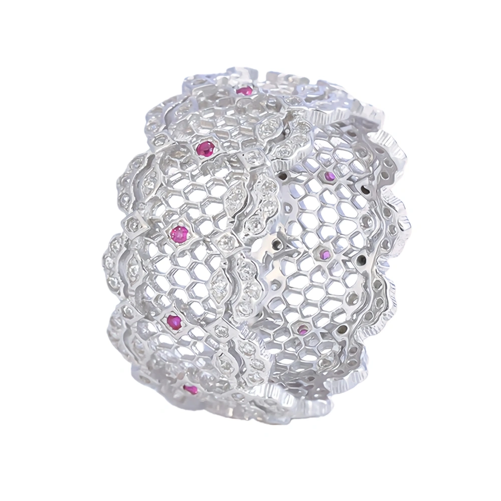 Mushan Luxury Brand High Quality Openwork 925 Sterling Silver Ring Zircon 18K Gold Plated Party Ring Jewelry