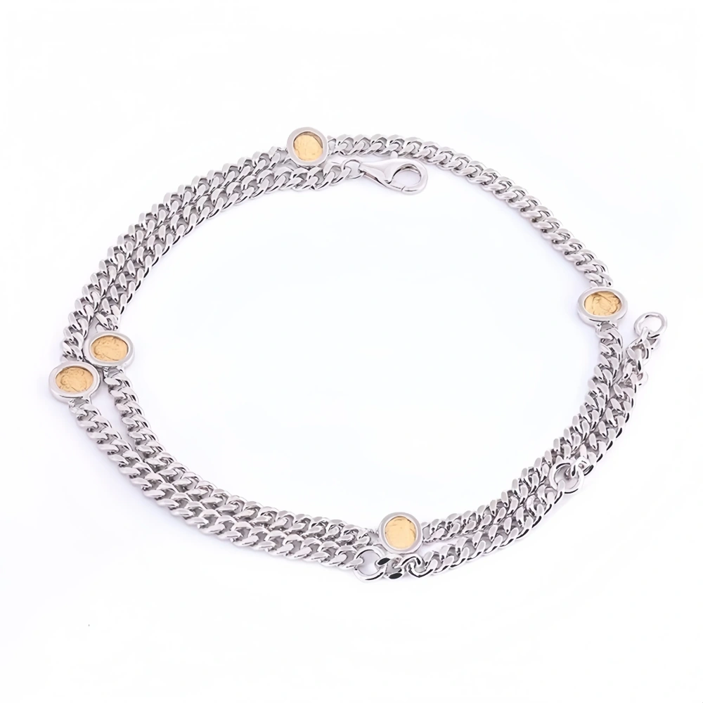 Mushan Luxury Brand High Quality Pure Silver Light Luxury Cuban Chain Necklace And A Golden Collarbone Chain Necklace Jewelry