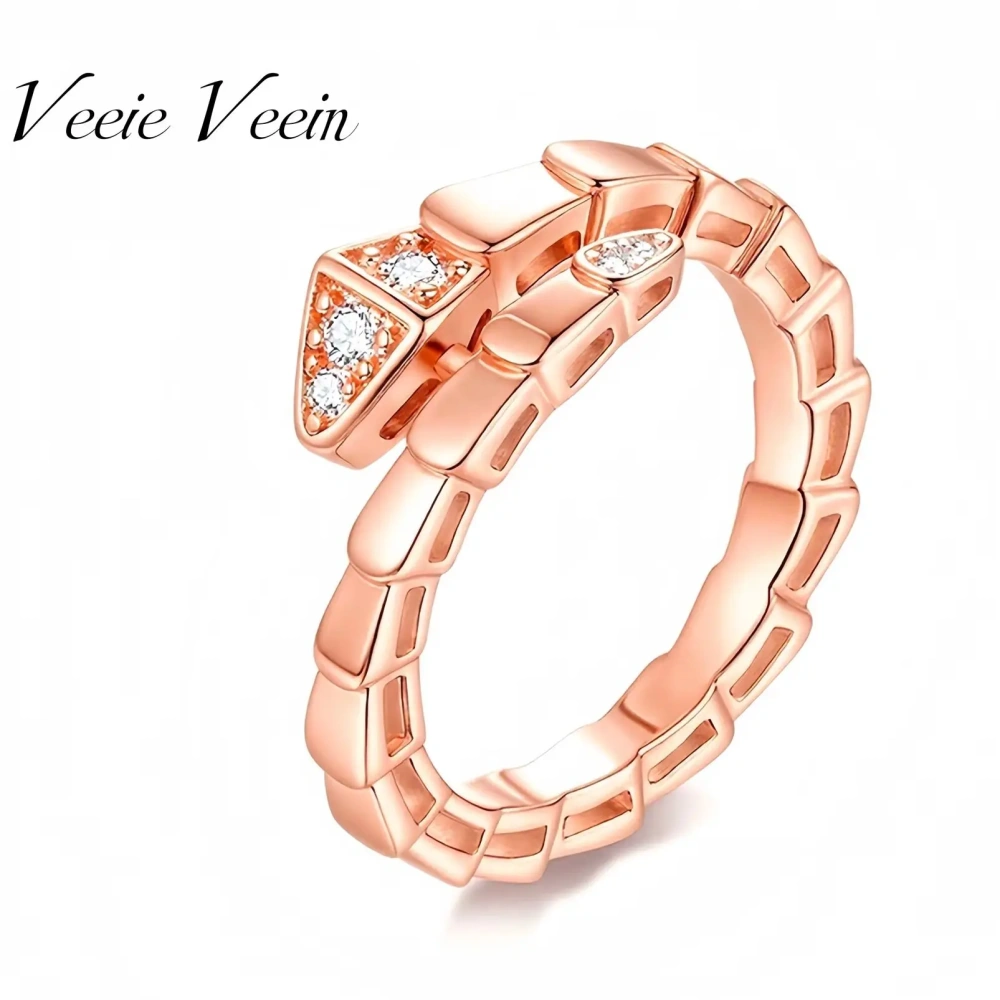 Veeie Veein Luxury Brand S925 Silver Spirit Snake Ring GRA Certificate Shangmosanite Couple Ring Snake Ring Bracelet Jewelry