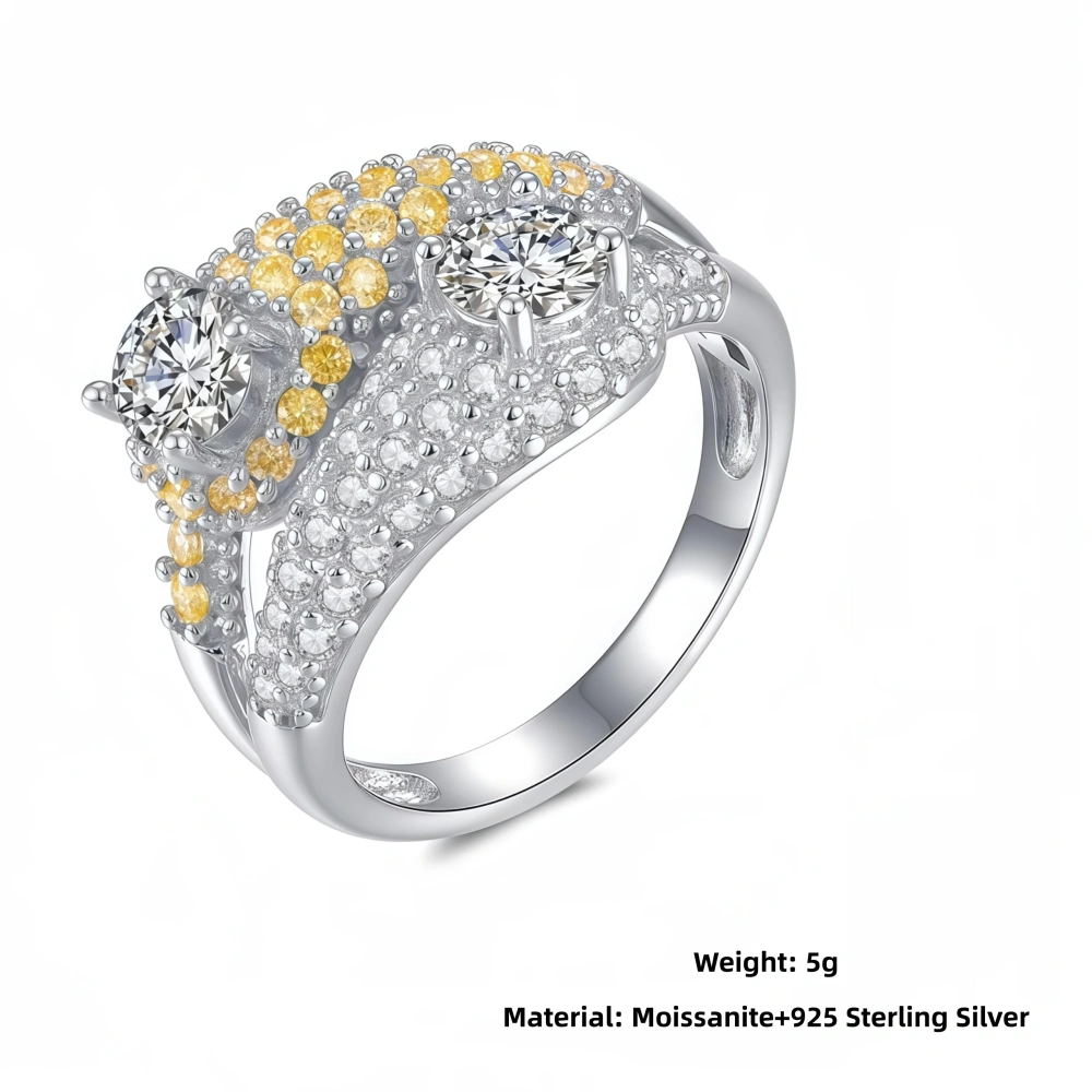 Veeie Veein Luxury Brand Europe And America 925 Sterling Silver Inlay Mosan Ring GRA Certificate Female Noble Ring Jewelry