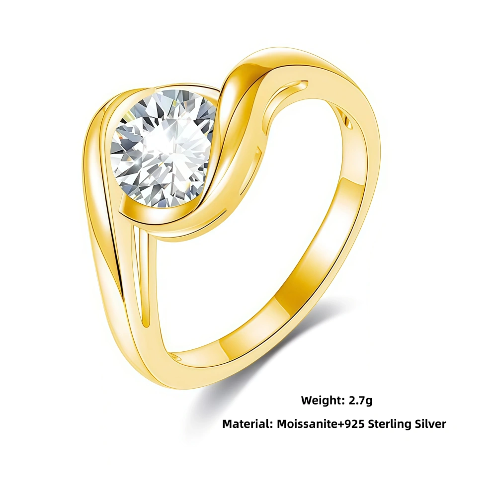 Veeie Veein Luxury Brand GRA Certificate Ring S925 Pure Silver 1 Clamosang Stone Ring Female Fashion Jewelry