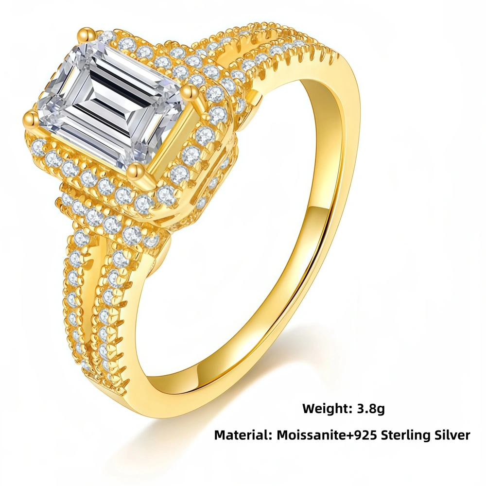 Veeie Veein Luxury Brand States S 925 Sterling Silver Party Ring GRA Certificate Female Inlay Mosang Ring Jewelry