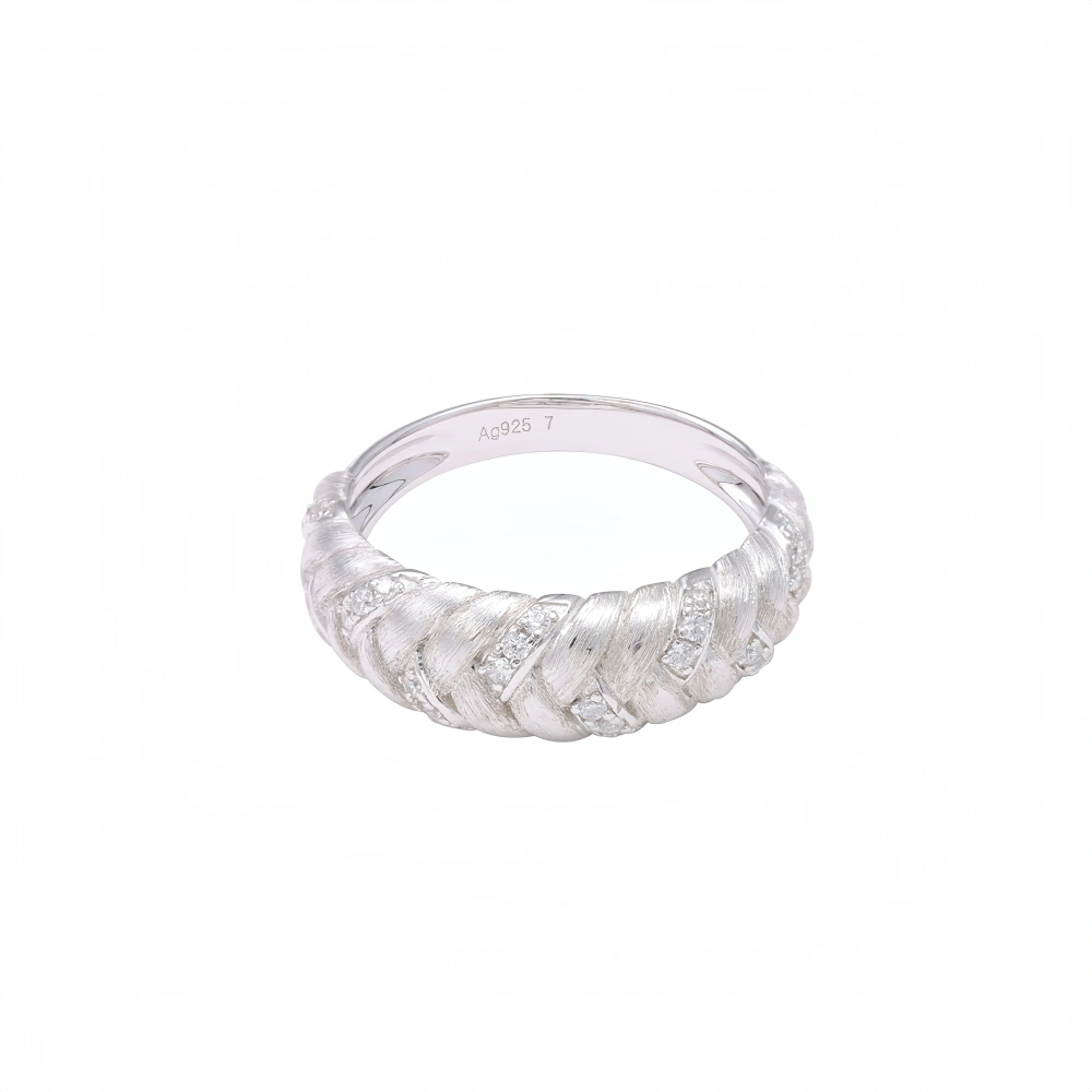Mushan Luxury Brand 18k Gold Plated Wheat Ear Brushed Ring Women Luxury 925 Sterling Silver Ring Fine Jewelry