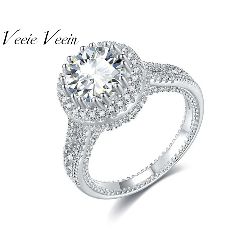 Veeie Veein Luxury Brand New Products Fashionable 925 Sterling Silver 1-2ct Moissan GRA Certificate Ring For Women