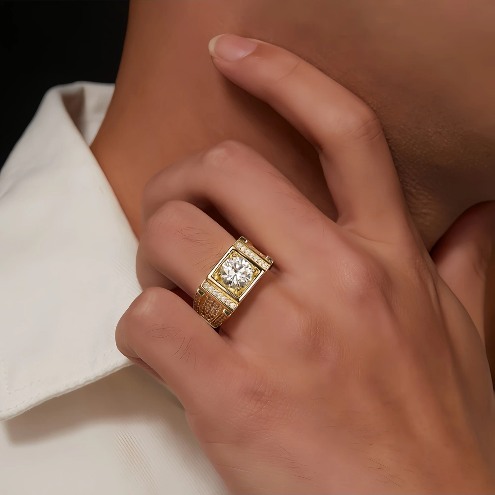 Veeie Veein Brand New Products S925 Sterling Silver 2-Carat Moissanite Ring GRA Certificate Light Luxury  Men Jewelry