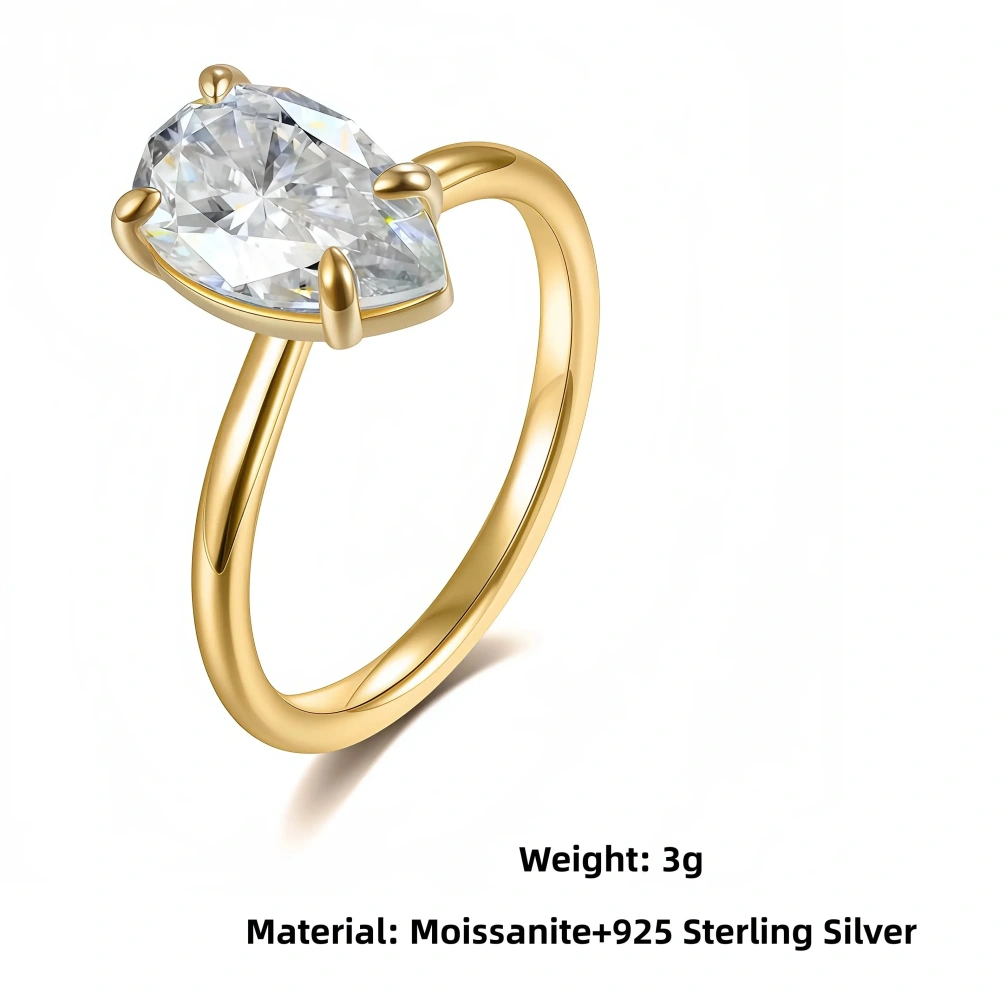 Veeie Veein Fashion S925 Sterling Silver Ring Moissanite GRA Certificate Water Droplet Claws Ring Trend Ring Jewelry