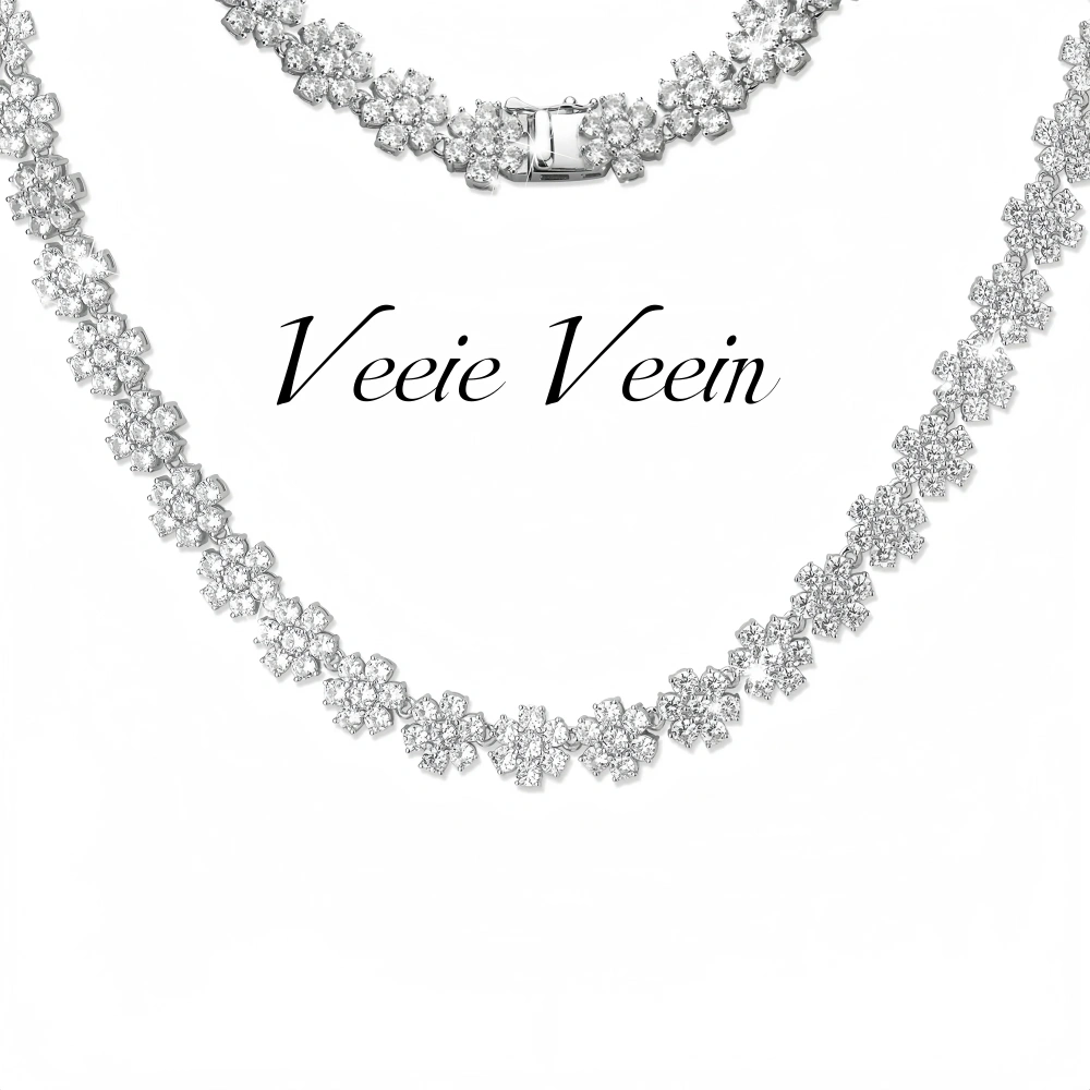 Veeie Veein Luxury Brand S925 Sterling Silver Moissanite Necklace Sunflower Accessory Is Fashionable Versatile Fashion Jewelry