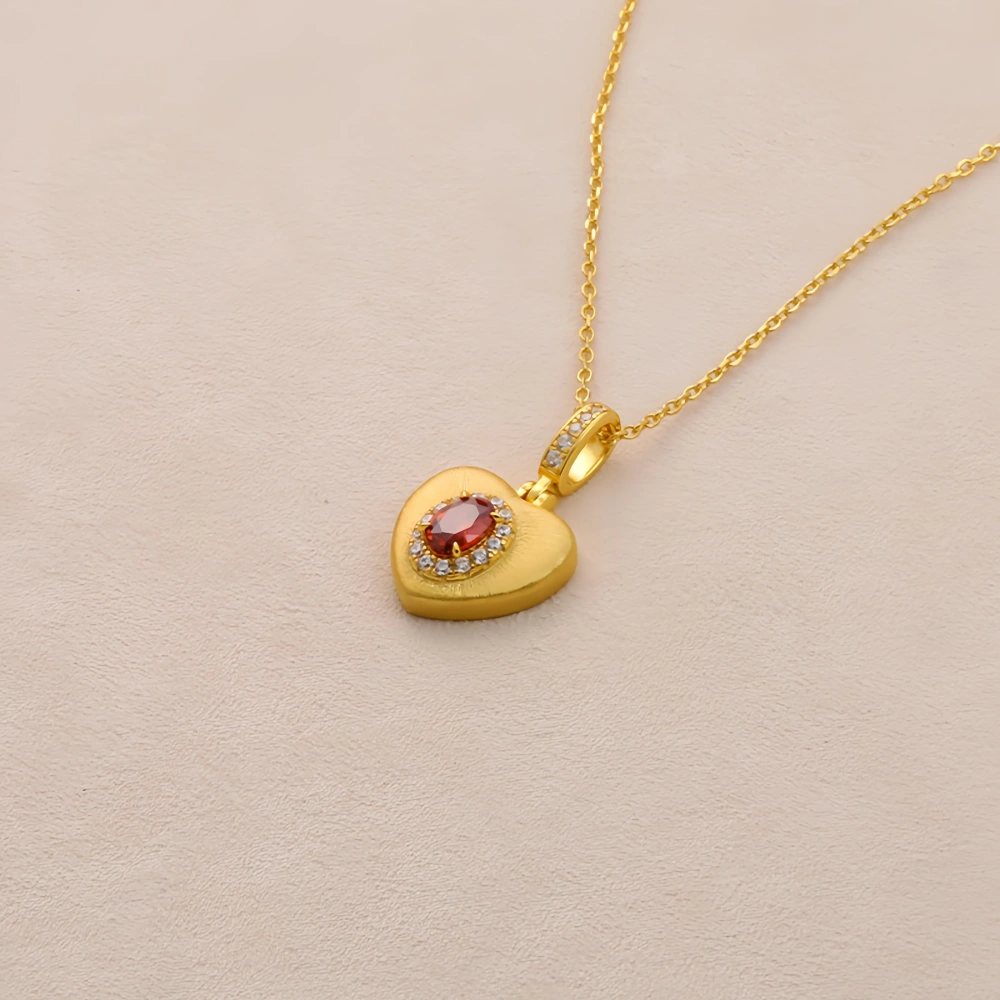 Mushan Luxury Brand Bestseller Brushed Heart-Shaped Pendant Necklace Women  New Pure Silver Collarbone Chain Necklace Jewelry