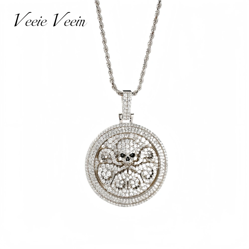 Veeie Veein Luxury Brand S925 Sterling Silver Necklace Light Luxury And High End Round Brand GRA Certificate Men S Jewelry
