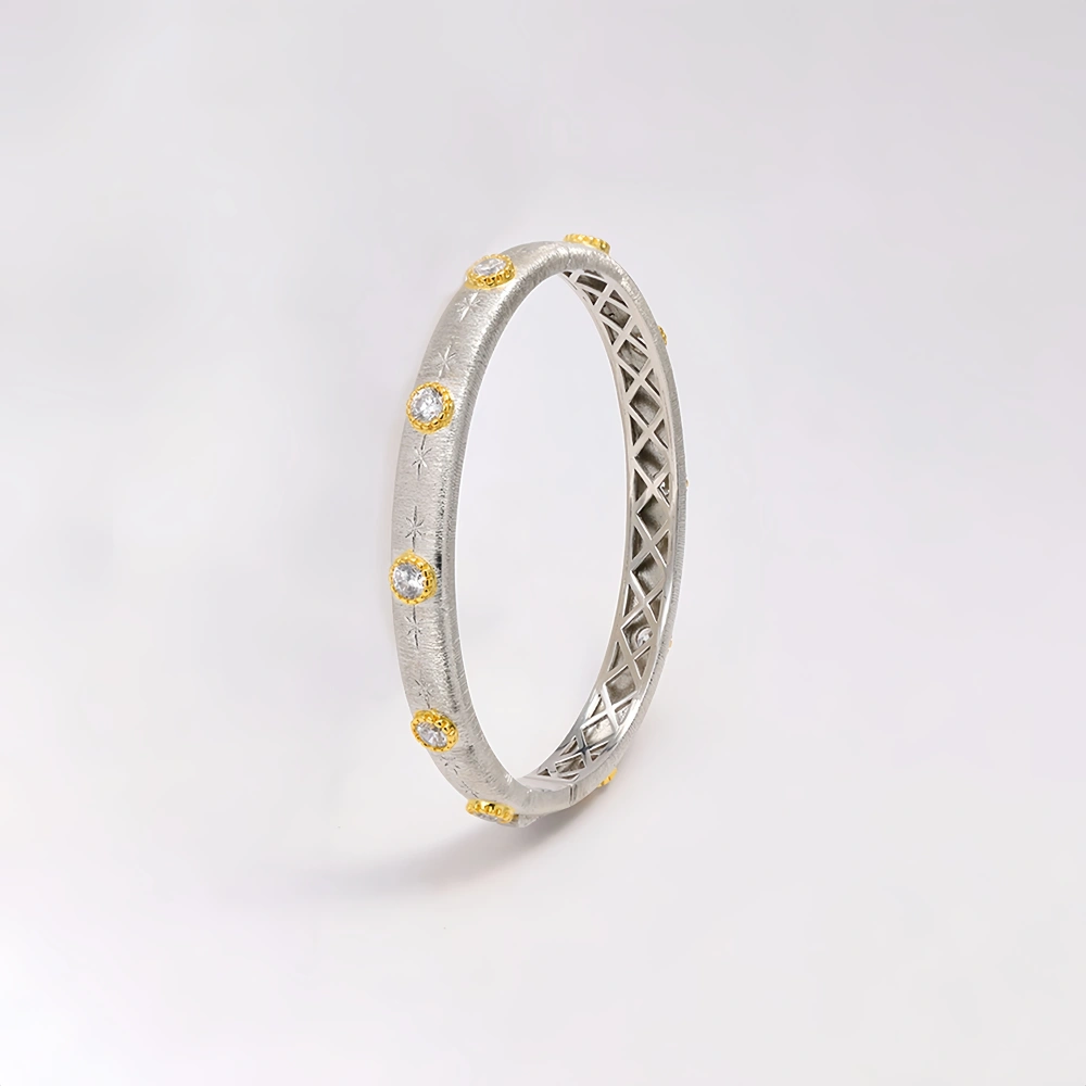 Mushan Luxury Brand 18K Gold Plated Starry Brushed Gemstones Zircon Bracelet 925 Sterling Silver Bracelets Fine Jewelry
