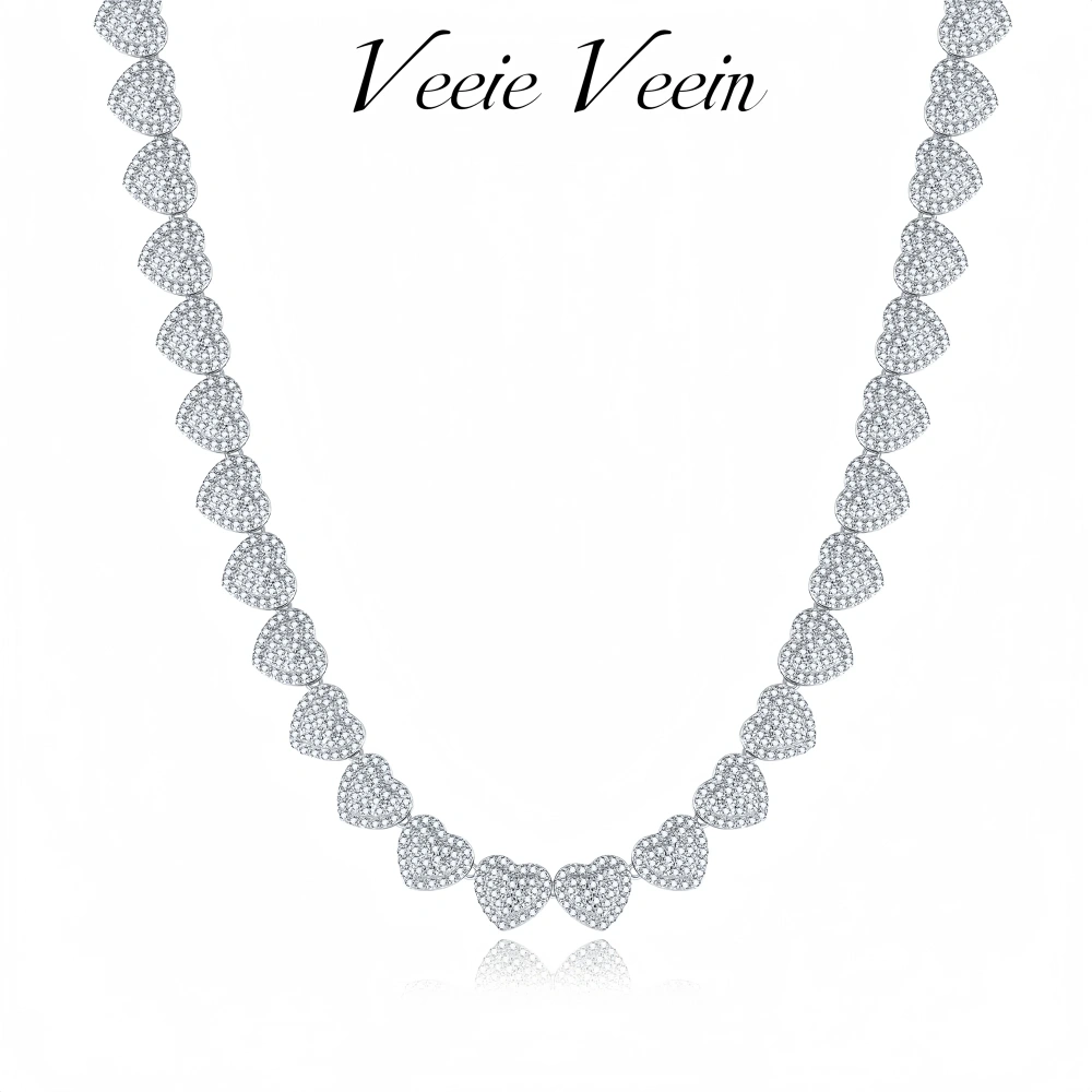 Veeie Veein Brand S925 Sterling Silver Heart Shaped Necklace With Moissanite Trendy GRA Certificate Women Necklace Jewelry