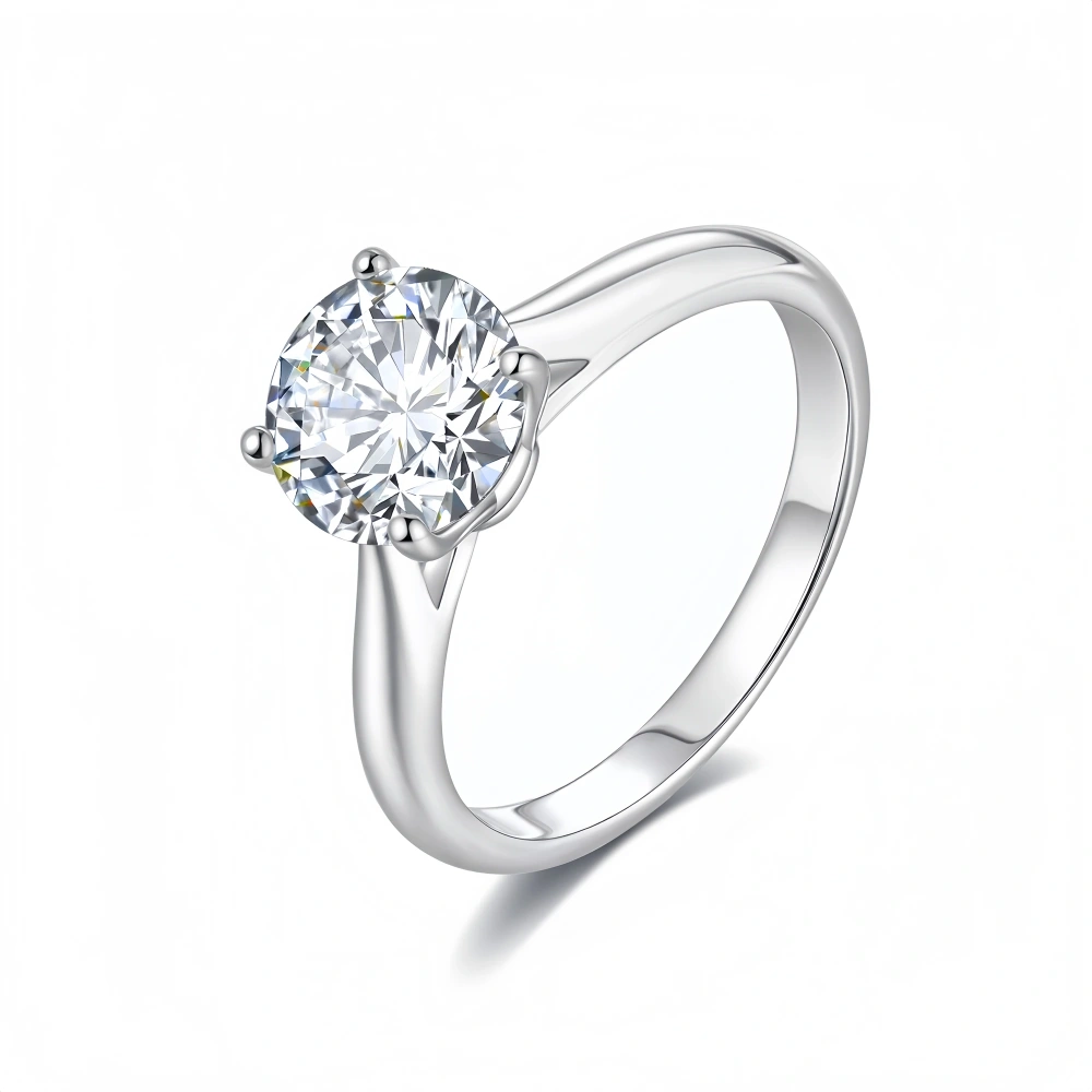 Veeie Veein Luxury Brand S925 Sterling Silver Ring GRA Certificate 2-Carat Moissanite Engagement Ring Simple Accessories