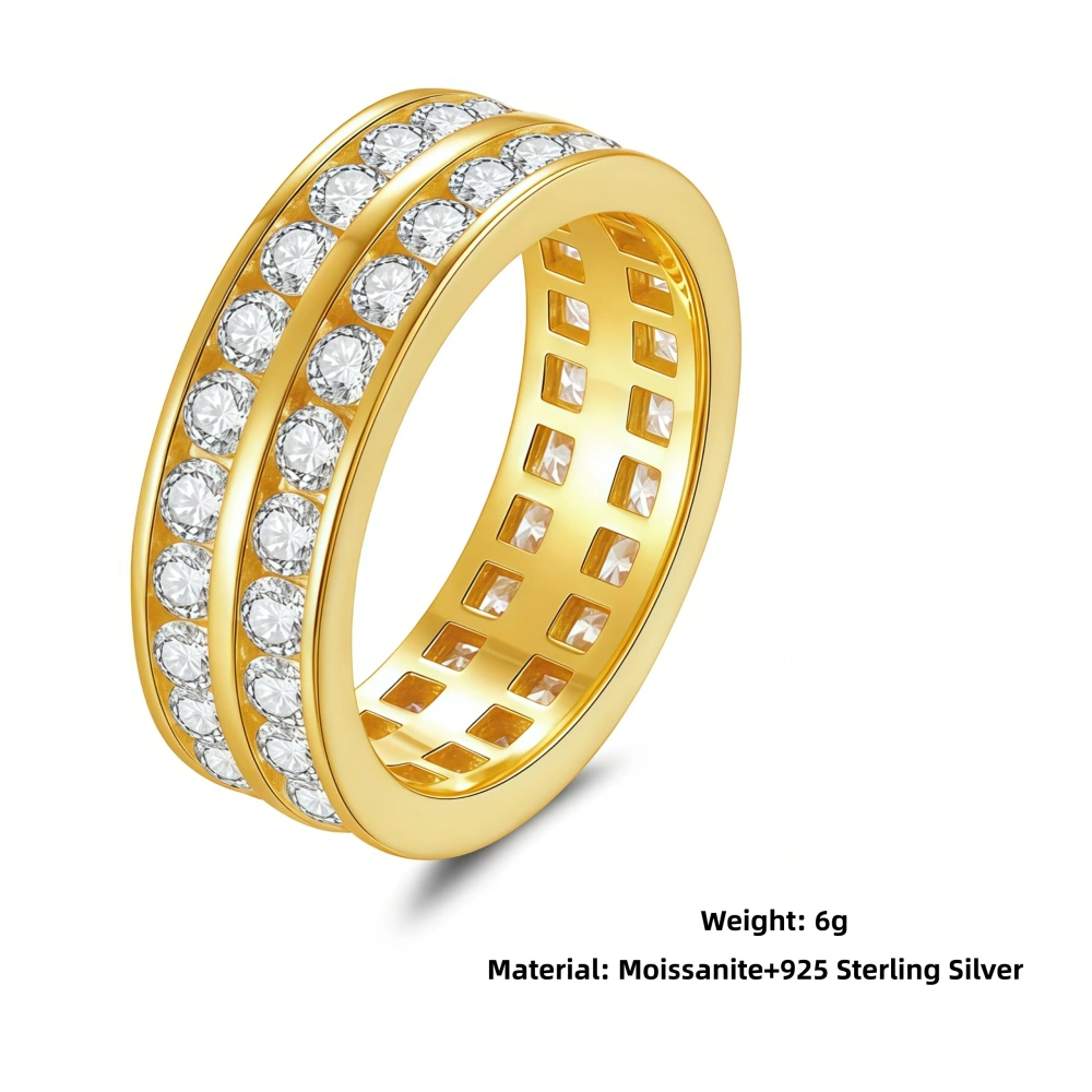 Veeie Veein Luxury Brand Best-Selling S925 Sterling Silver Ring Niche Double-Row Moissanite Ring For Women'S Jewelry