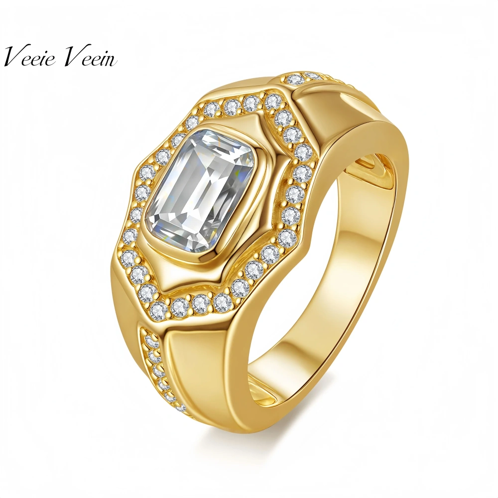 Veeie Veein Brand Products GRA Certificate S 925 Sterling Silver Inlaid Irregular-Shaped 2 Caramosan Stone Ring Sugar Jewelry